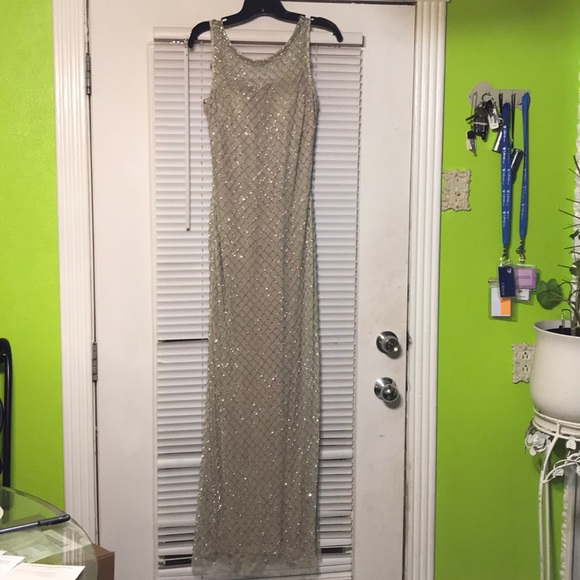 AIDAN MATTOXWomens Tan Embellished Evening - Picture 1 of 8